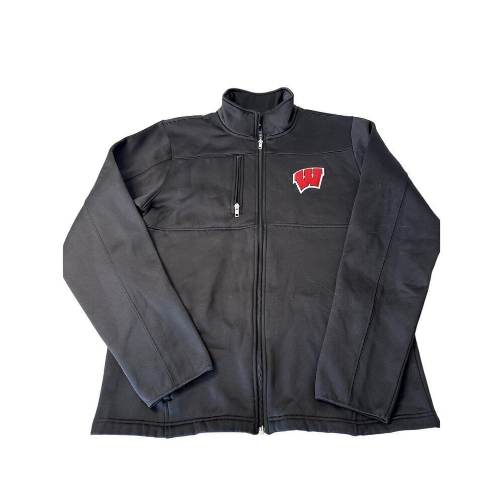 Wisconsin Badgers Jacket Size Medium Men's Black Full zip Softshell